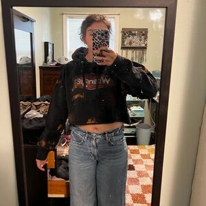 Custom wrangler bleached cropped hoodie